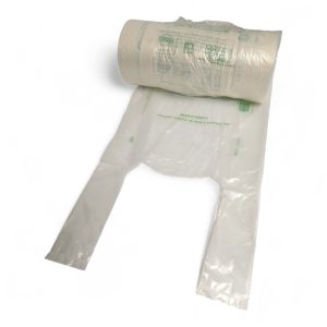Sacs à bretelles biodégradables transparents en rouleau 23+12×45 cm par 3000