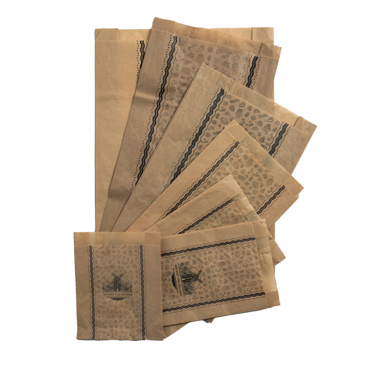 Sacs viennoiseries en kraft brun avec impression Moulin 102 par 1000 – Image 3