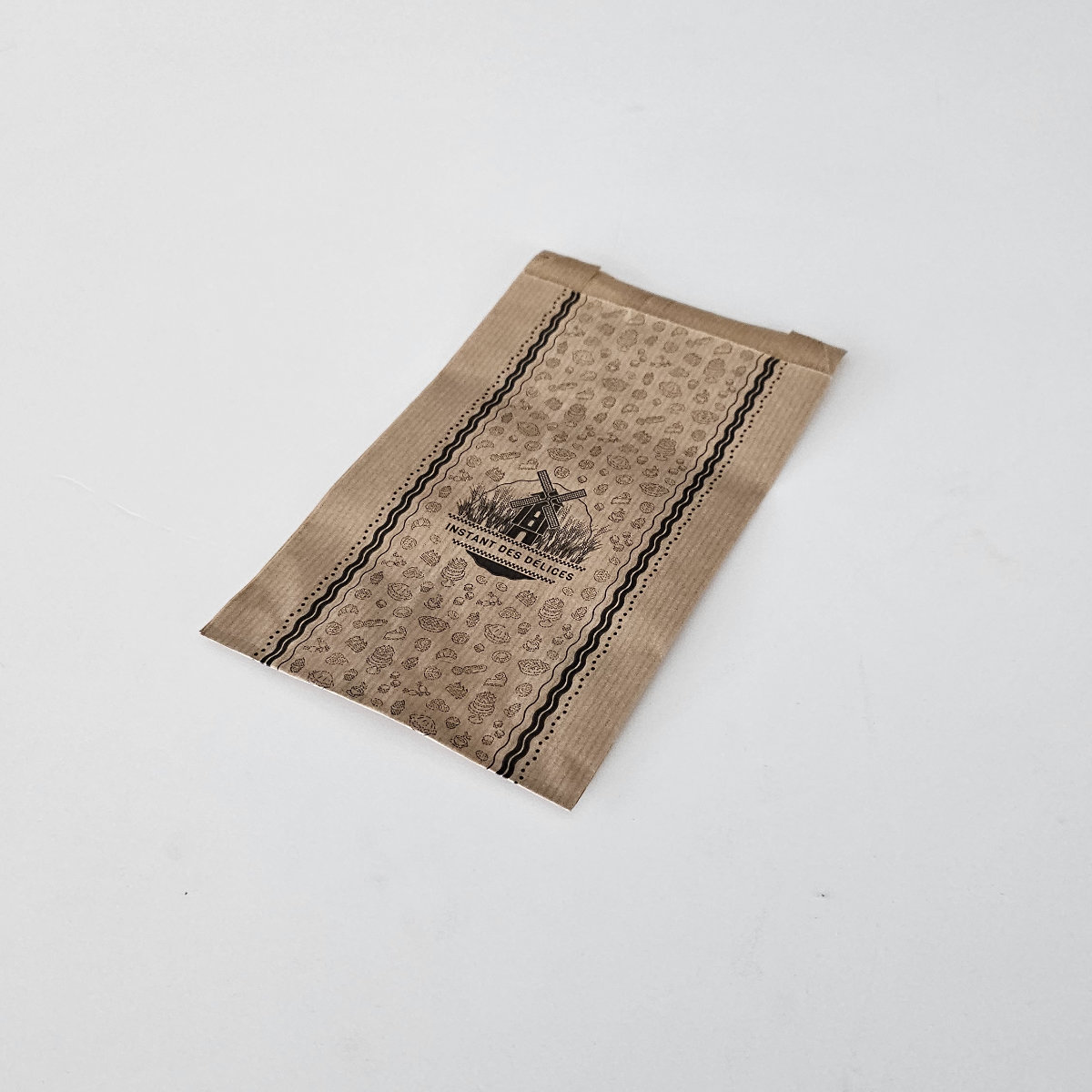 Sacs viennoiseries en kraft brun avec impression Moulin 102 par 1000 – Image 2