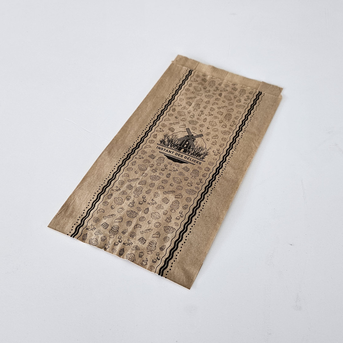 Sacs viennoiseries en kraft brun avec impression Moulin 104 par 1000