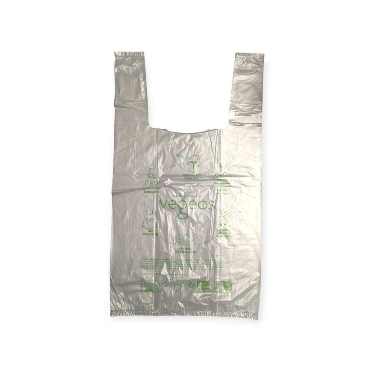 Sacs à bretelles biodégradables transparents 24+14×45 cm par 400 – Image 2