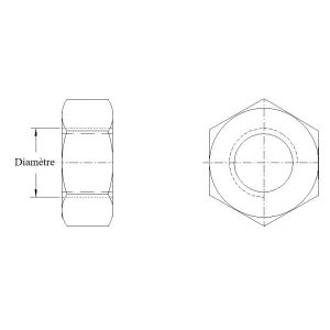 Écrou métrique acier Classe 8